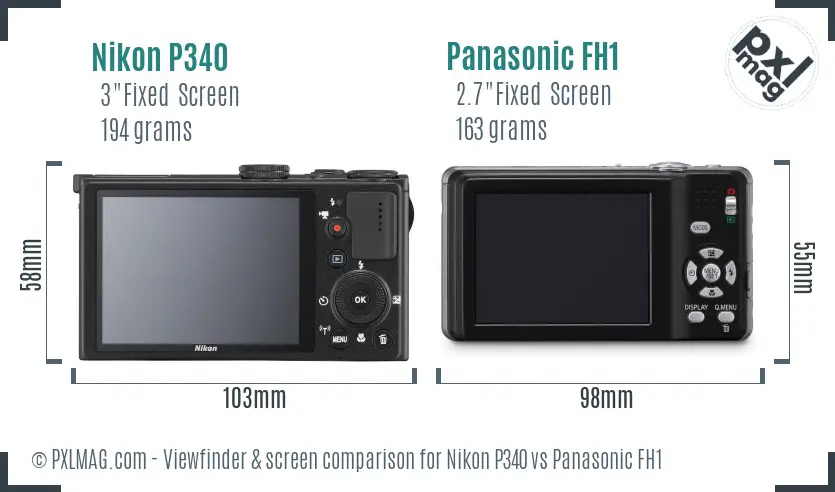 Nikon P340 vs Panasonic FH1 Screen and Viewfinder comparison Nikon P340 vs Panasonic FH1 Screen and Viewfinder comparison