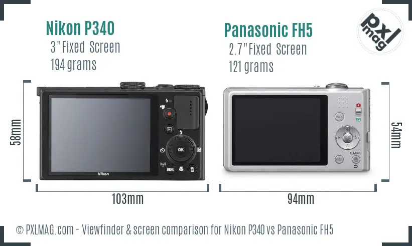 Nikon P340 vs Panasonic FH5 Screen and Viewfinder comparison Nikon P340 vs Panasonic FH5 Screen and Viewfinder comparison