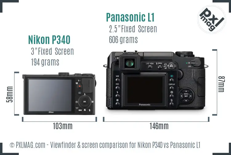 Nikon P340 vs Panasonic L1 Screen and Viewfinder comparison Nikon P340 vs Panasonic L1 Screen and Viewfinder comparison