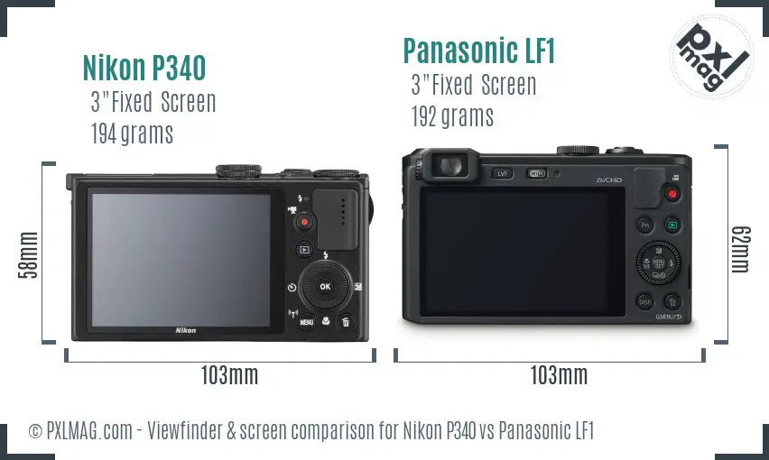 Nikon P340 vs Panasonic LF1 Screen and Viewfinder comparison