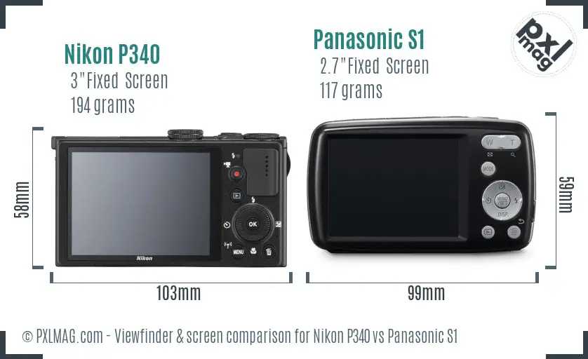 Nikon P340 vs Panasonic S1 Screen and Viewfinder comparison