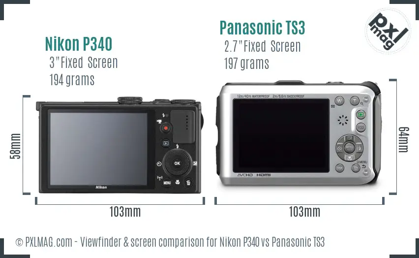 Nikon P340 vs Panasonic TS3 Screen and Viewfinder comparison Nikon P340 vs Panasonic TS3 Screen and Viewfinder comparison