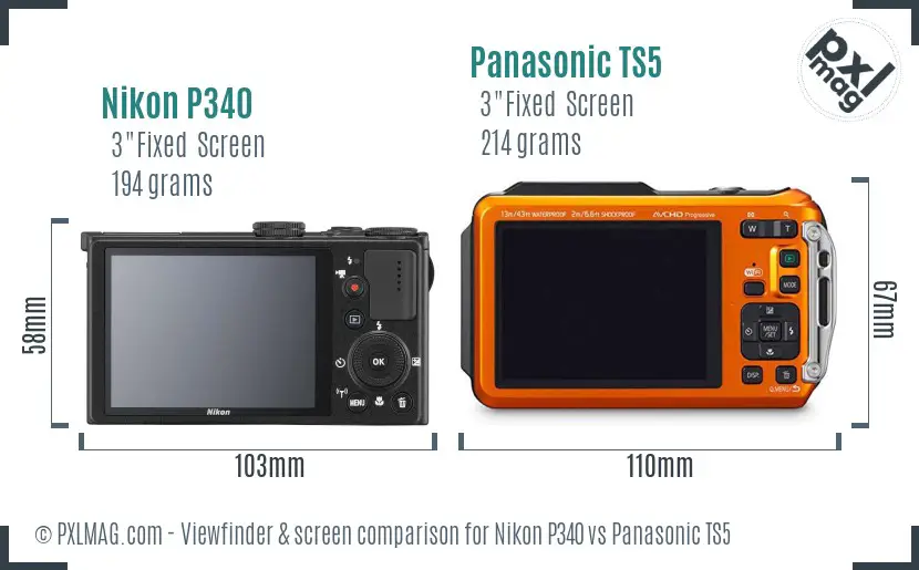 Nikon P340 vs Panasonic TS5 Screen and Viewfinder comparison Nikon P340 vs Panasonic TS5 Screen and Viewfinder comparison