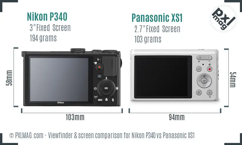 Nikon P340 vs Panasonic XS1 Screen and Viewfinder comparison Nikon P340 vs Panasonic XS1 Screen and Viewfinder comparison