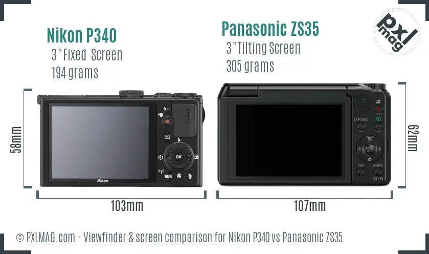 Nikon P340 vs Panasonic ZS35 Screen and Viewfinder comparison Nikon P340 vs Panasonic ZS35 Screen and Viewfinder comparison
