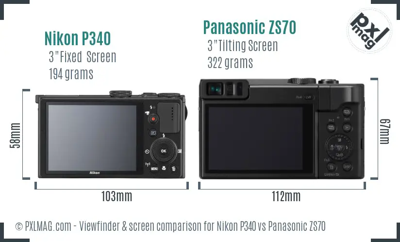 Nikon P340 vs Panasonic ZS70 Screen and Viewfinder comparison Nikon P340 vs Panasonic ZS70 Screen and Viewfinder comparison