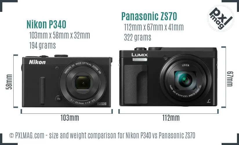 Nikon P340 vs Panasonic ZS70 size comparison Nikon P340 vs Panasonic ZS70 size comparison