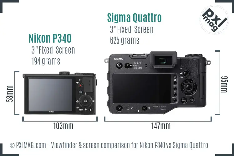 Nikon P340 vs Sigma Quattro Screen and Viewfinder comparison