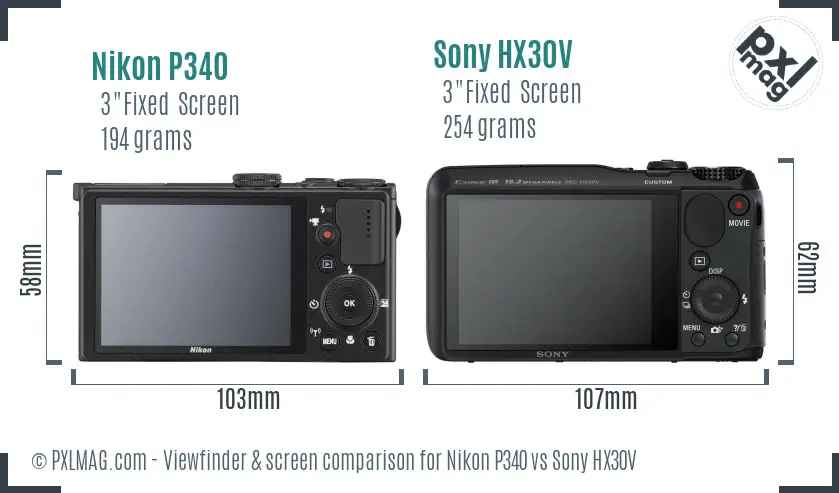 Nikon P340 vs Sony HX30V Screen and Viewfinder comparison Nikon P340 vs Sony HX30V Screen and Viewfinder comparison