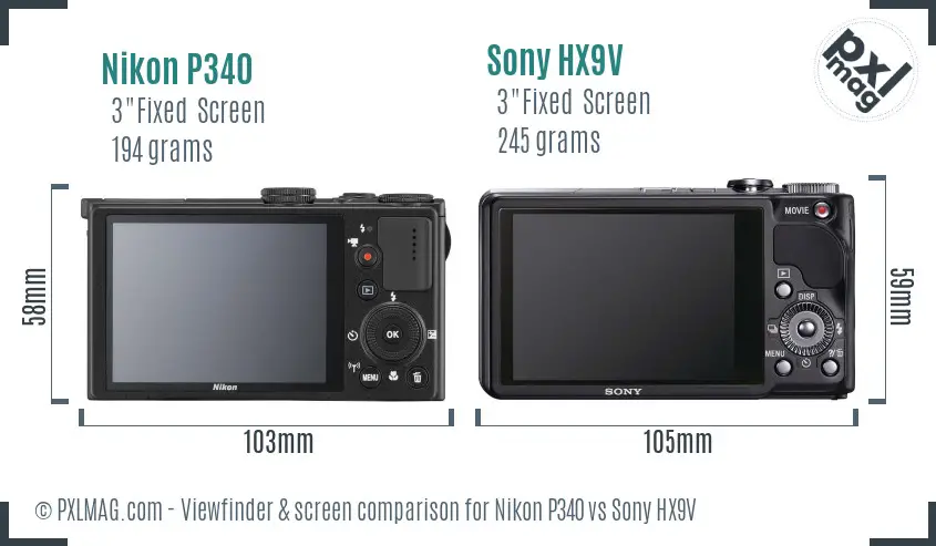 Nikon P340 vs Sony HX9V Screen and Viewfinder comparison Nikon P340 vs Sony HX9V Screen and Viewfinder comparison