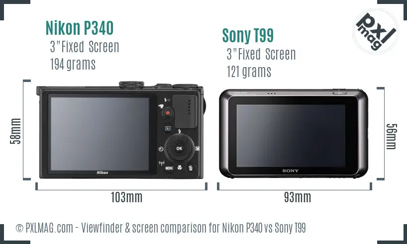 Nikon P340 vs Sony T99 Screen and Viewfinder comparison Nikon P340 vs Sony T99 Screen and Viewfinder comparison