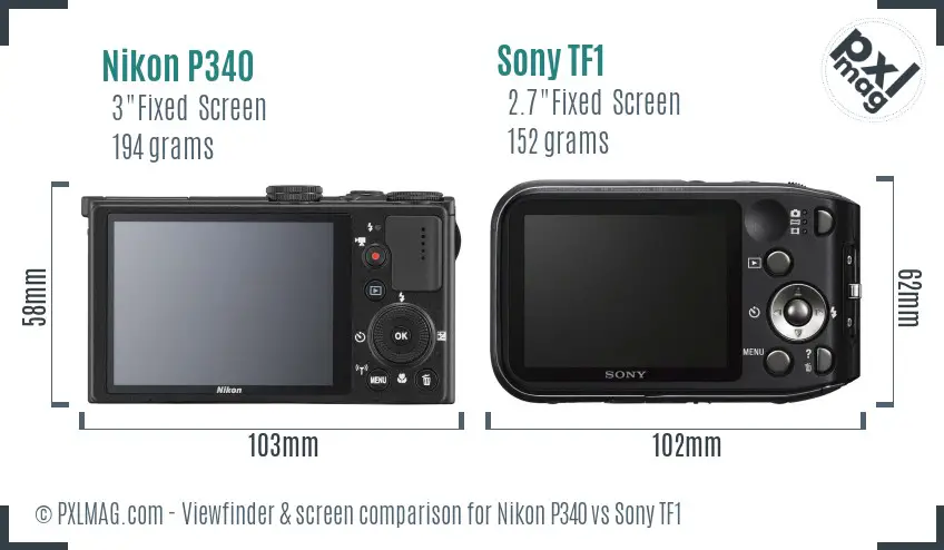 Nikon P340 vs Sony TF1 Screen and Viewfinder comparison