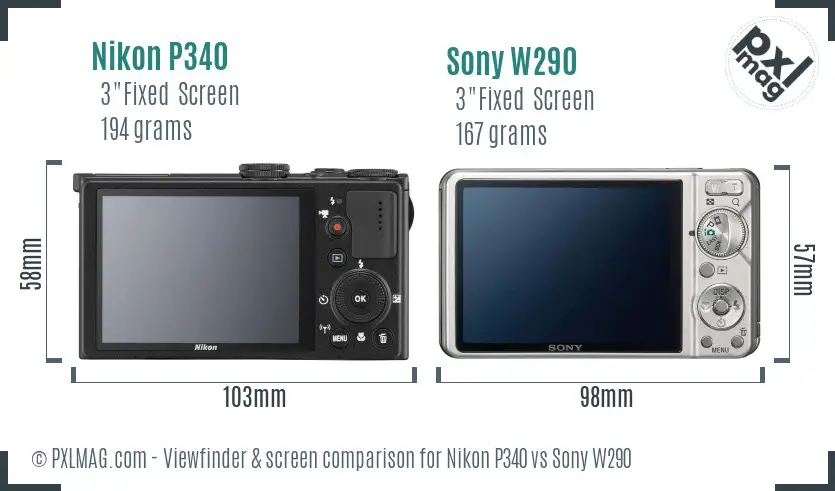 Nikon P340 vs Sony W290 Screen and Viewfinder comparison Nikon P340 vs Sony W290 Screen and Viewfinder comparison