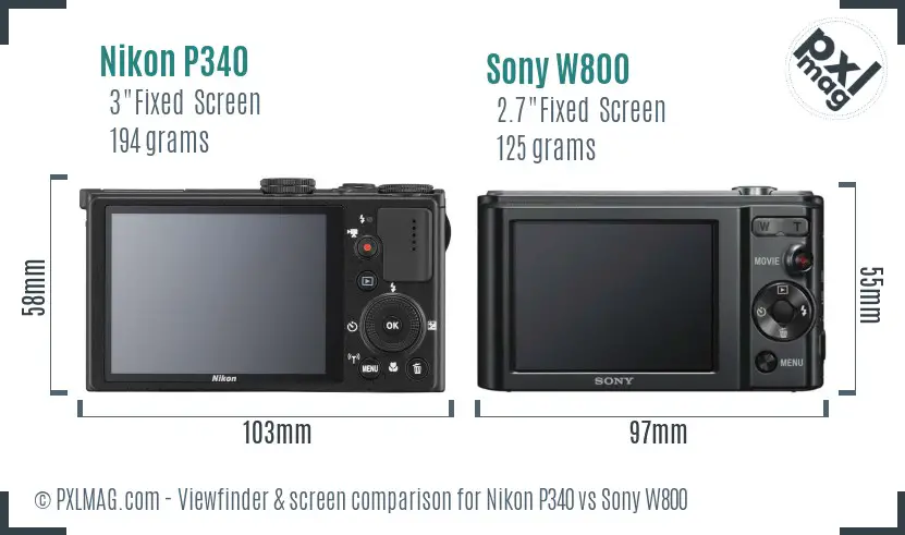 Nikon P340 vs Sony W800 Screen and Viewfinder comparison Nikon P340 vs Sony W800 Screen and Viewfinder comparison