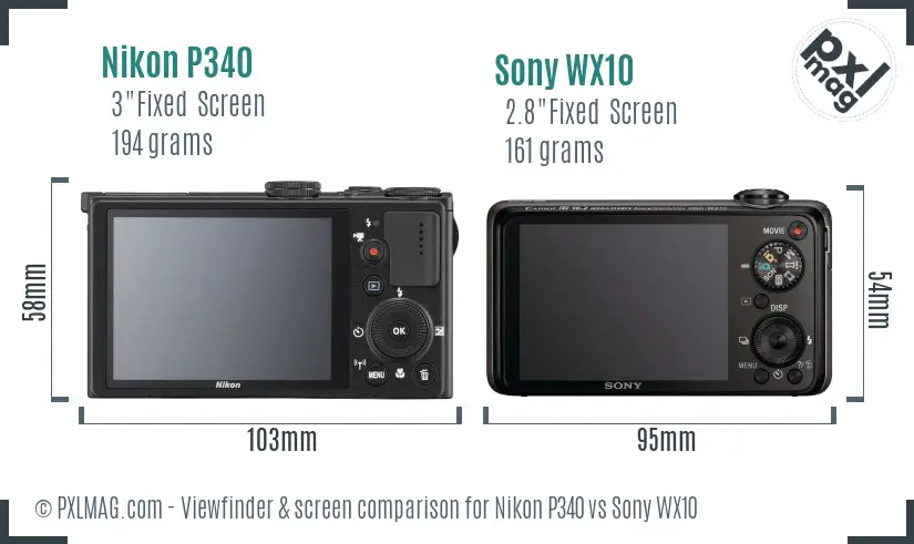 Nikon P340 vs Sony WX10 Screen and Viewfinder comparison Nikon P340 vs Sony WX10 Screen and Viewfinder comparison