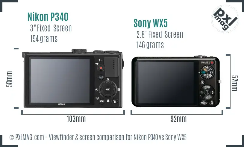 Nikon P340 vs Sony WX5 Screen and Viewfinder comparison Nikon P340 vs Sony WX5 Screen and Viewfinder comparison