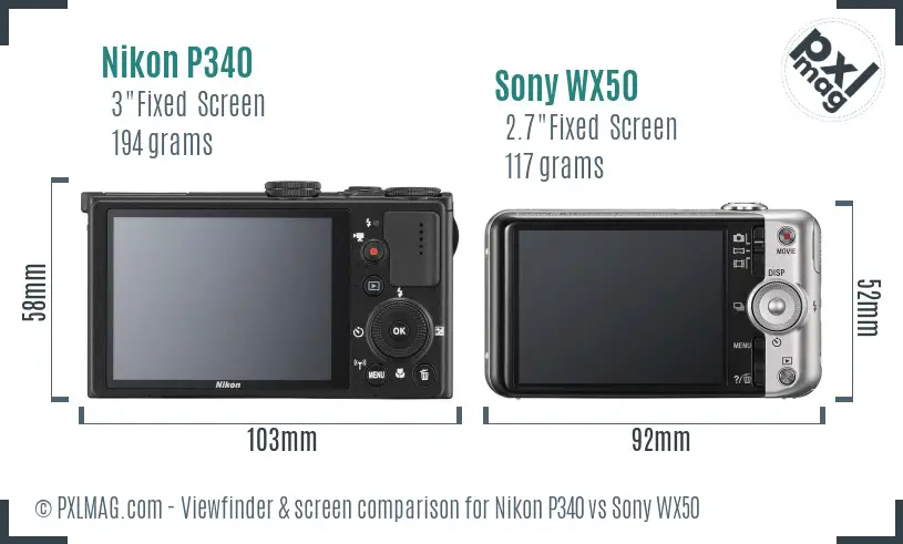 Nikon P340 vs Sony WX50 Screen and Viewfinder comparison Nikon P340 vs Sony WX50 Screen and Viewfinder comparison