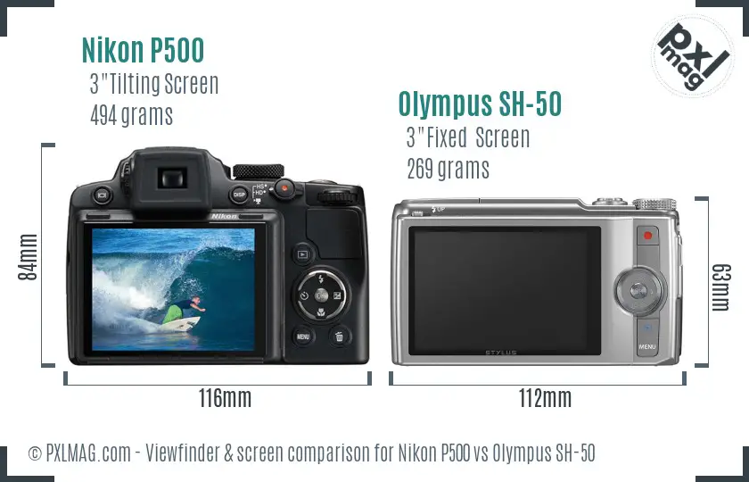 Nikon P500 vs Olympus SH-50 Screen and Viewfinder comparison Nikon P500 vs Olympus SH-50 Screen and Viewfinder comparison
