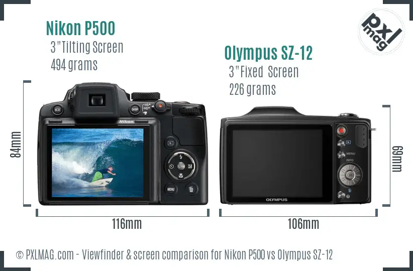 Nikon P500 vs Olympus SZ-12 Screen and Viewfinder comparison Nikon P500 vs Olympus SZ-12 Screen and Viewfinder comparison