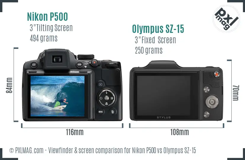 Nikon P500 vs Olympus SZ-15 Screen and Viewfinder comparison Nikon P500 vs Olympus SZ-15 Screen and Viewfinder comparison
