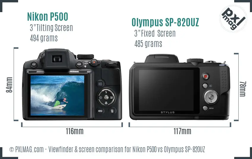 Nikon P500 vs Olympus SP-820UZ Screen and Viewfinder comparison Nikon P500 vs Olympus SP-820UZ Screen and Viewfinder comparison