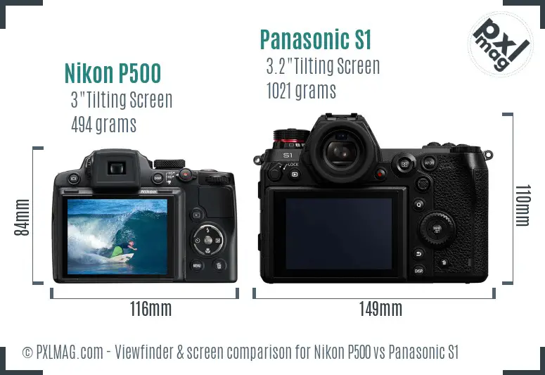 Nikon P500 vs Panasonic S1 Screen and Viewfinder comparison Nikon P500 vs Panasonic S1 Screen and Viewfinder comparison