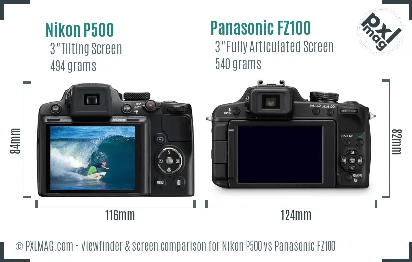 Nikon P500 vs Panasonic FZ100 Screen and Viewfinder comparison Nikon P500 vs Panasonic FZ100 Screen and Viewfinder comparison