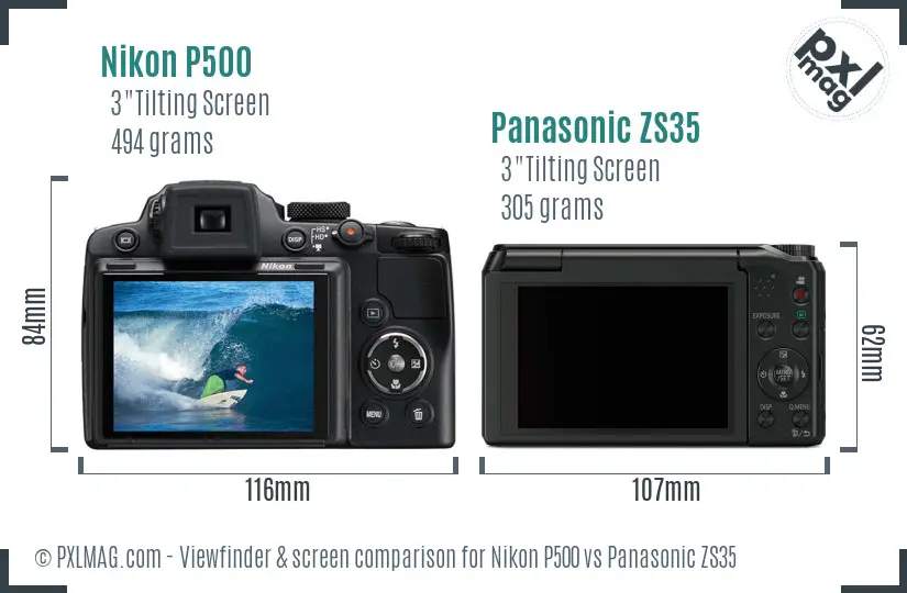 Nikon P500 vs Panasonic ZS35 Screen and Viewfinder comparison Nikon P500 vs Panasonic ZS35 Screen and Viewfinder comparison
