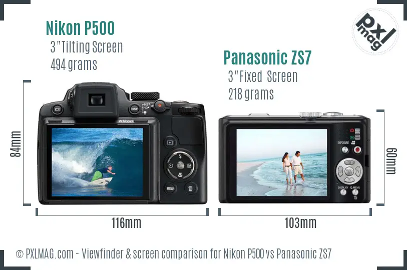 Nikon P500 vs Panasonic ZS7 Screen and Viewfinder comparison Nikon P500 vs Panasonic ZS7 Screen and Viewfinder comparison