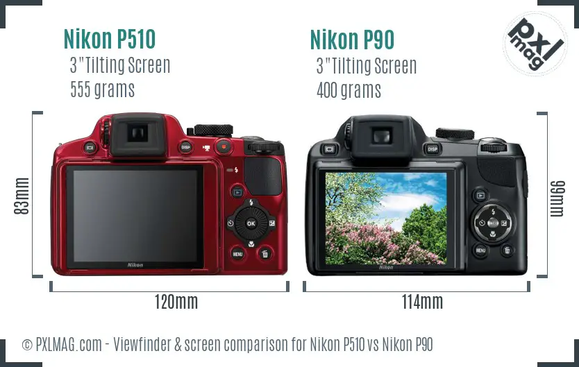 Nikon P510 vs Nikon P90 Screen and Viewfinder comparison