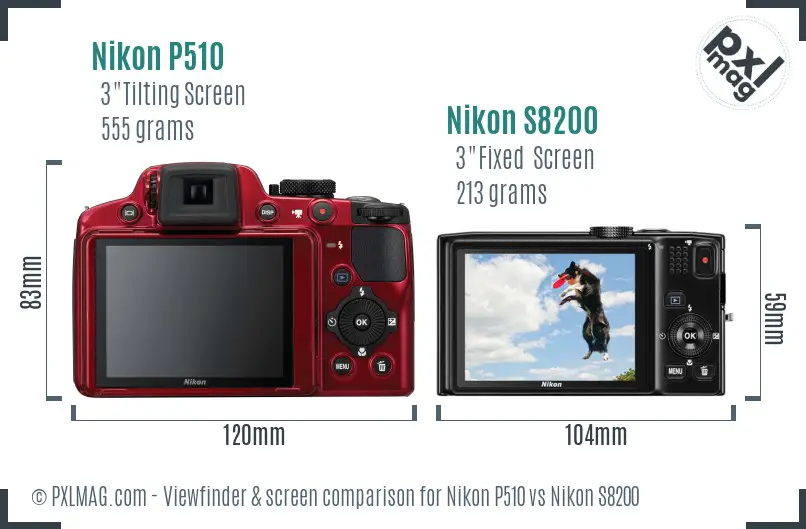 Nikon P510 vs Nikon S8200 Screen and Viewfinder comparison Nikon P510 vs Nikon S8200 Screen and Viewfinder comparison