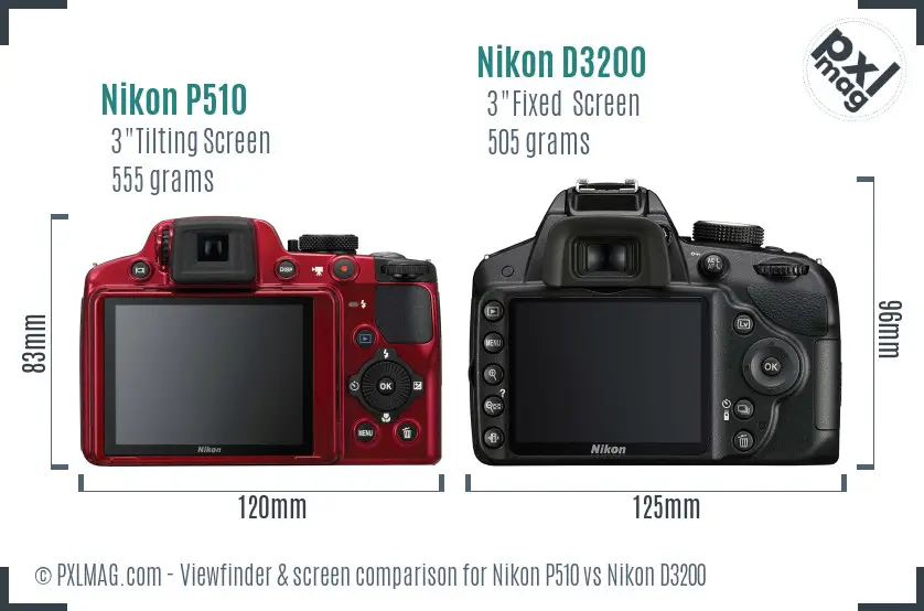 Nikon P510 vs Nikon D3200 Screen and Viewfinder comparison Nikon P510 vs Nikon D3200 Screen and Viewfinder comparison