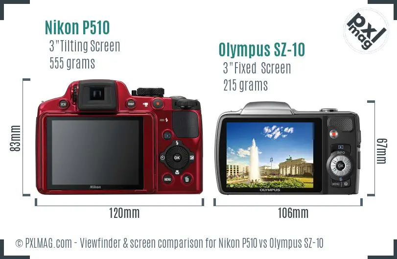Nikon P510 vs Olympus SZ-10 Screen and Viewfinder comparison Nikon P510 vs Olympus SZ-10 Screen and Viewfinder comparison