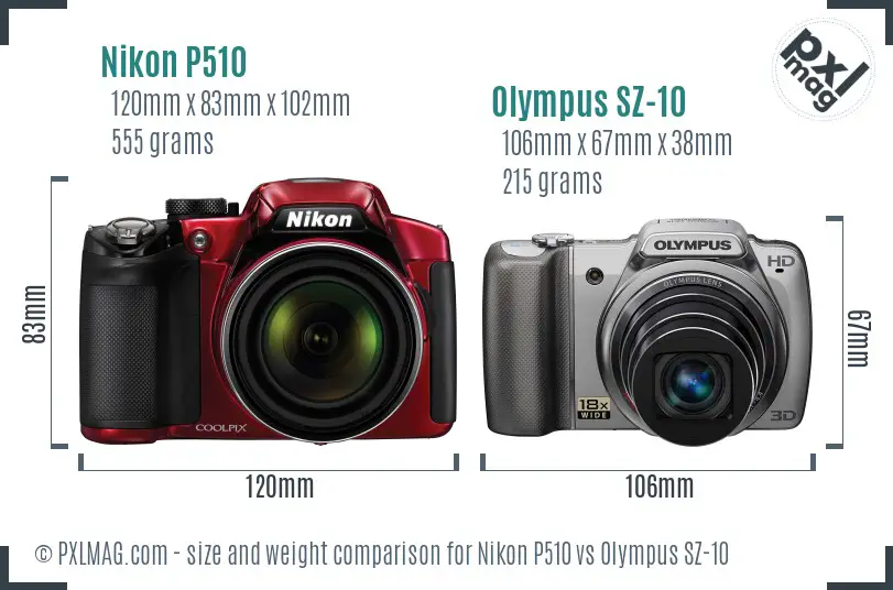 Nikon P510 vs Olympus SZ-10 size comparison Nikon P510 vs Olympus SZ-10 size comparison