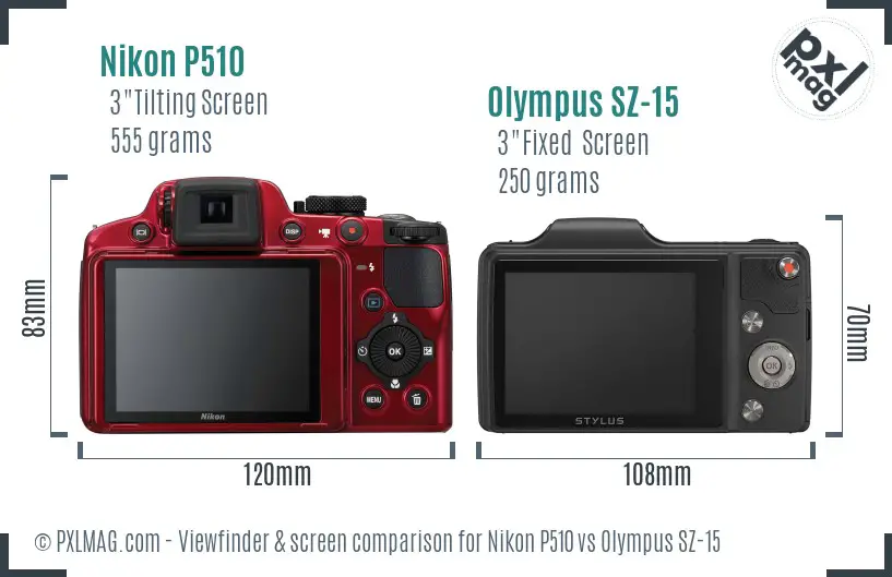 Nikon P510 vs Olympus SZ-15 Screen and Viewfinder comparison Nikon P510 vs Olympus SZ-15 Screen and Viewfinder comparison