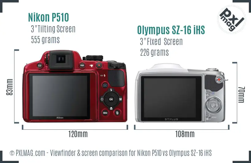 Nikon P510 vs Olympus SZ-16 iHS Screen and Viewfinder comparison Nikon P510 vs Olympus SZ-16 iHS Screen and Viewfinder comparison