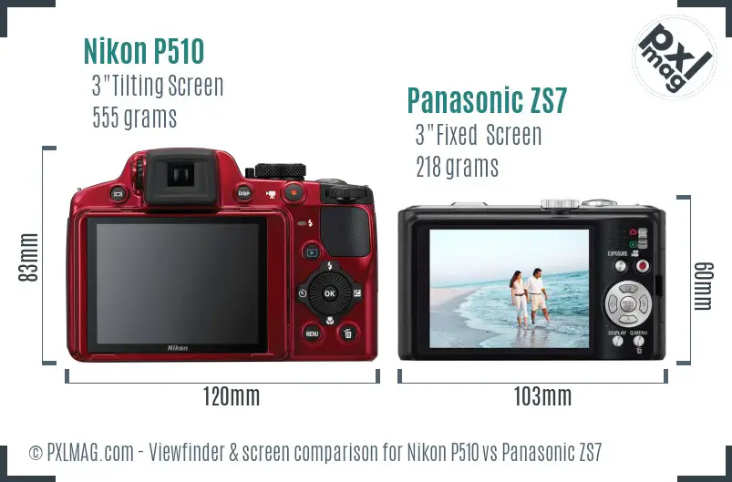 Nikon P510 vs Panasonic ZS7 Screen and Viewfinder comparison Nikon P510 vs Panasonic ZS7 Screen and Viewfinder comparison