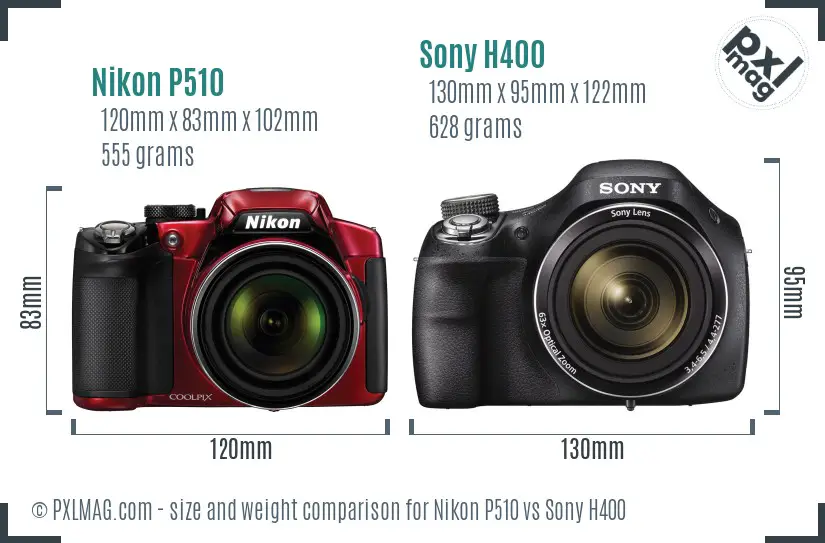 Nikon P510 vs Sony H400 size comparison Nikon P510 vs Sony H400 size comparison