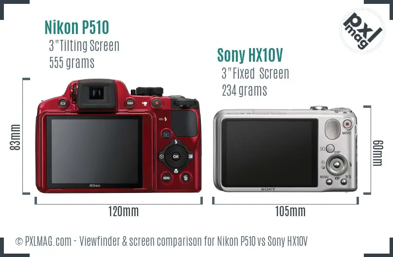 Nikon P510 vs Sony HX10V Screen and Viewfinder comparison Nikon P510 vs Sony HX10V Screen and Viewfinder comparison