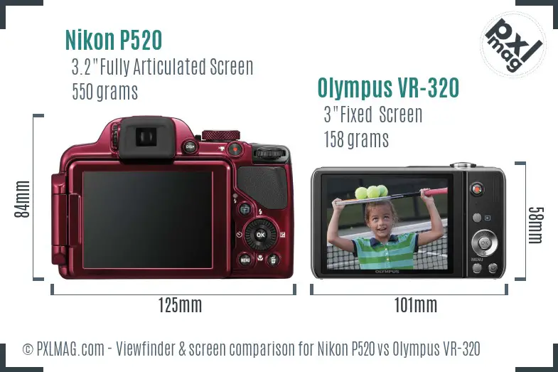 Nikon P520 vs Olympus VR-320 Screen and Viewfinder comparison Nikon P520 vs Olympus VR-320 Screen and Viewfinder comparison