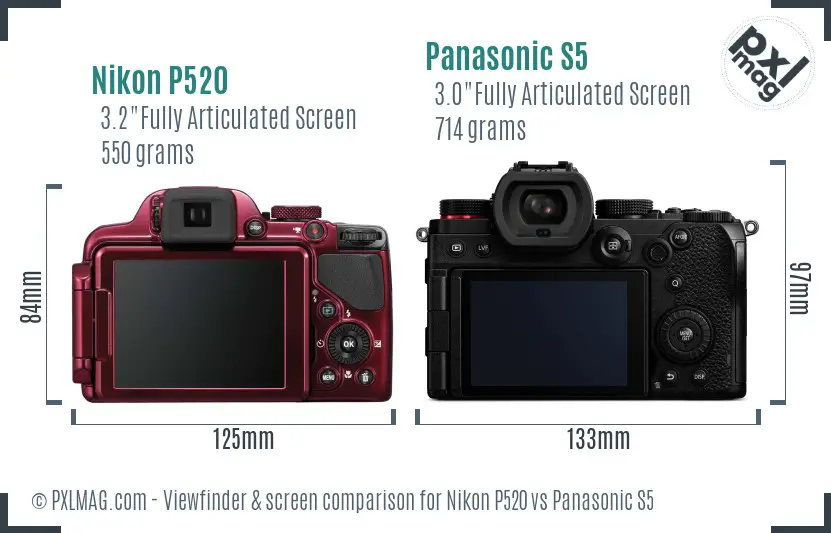 Nikon P520 vs Panasonic S5 Screen and Viewfinder comparison Nikon P520 vs Panasonic S5 Screen and Viewfinder comparison