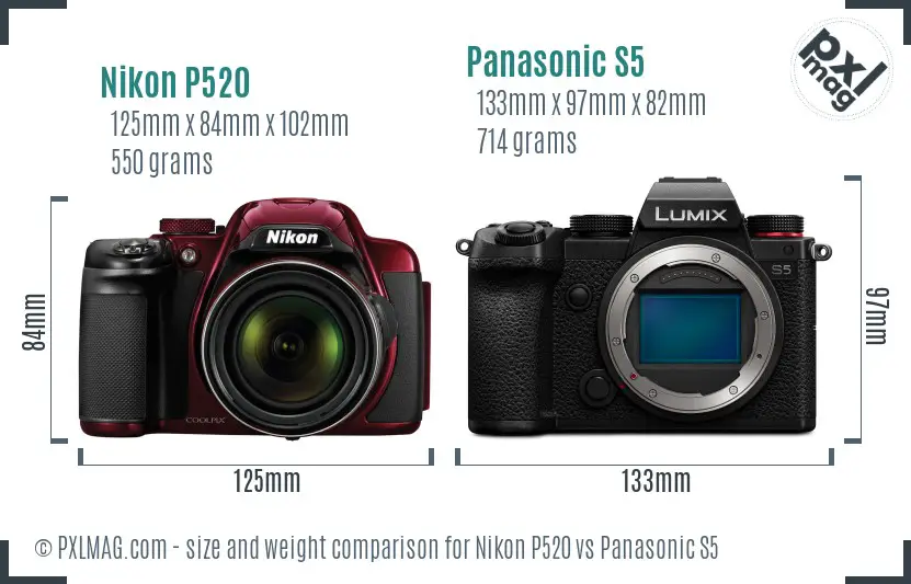 Nikon P520 vs Panasonic S5 size comparison Nikon P520 vs Panasonic S5 size comparison