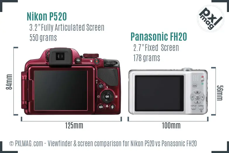 Nikon P520 vs Panasonic FH20 Screen and Viewfinder comparison Nikon P520 vs Panasonic FH20 Screen and Viewfinder comparison