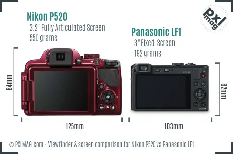 Nikon P520 vs Panasonic LF1 Screen and Viewfinder comparison