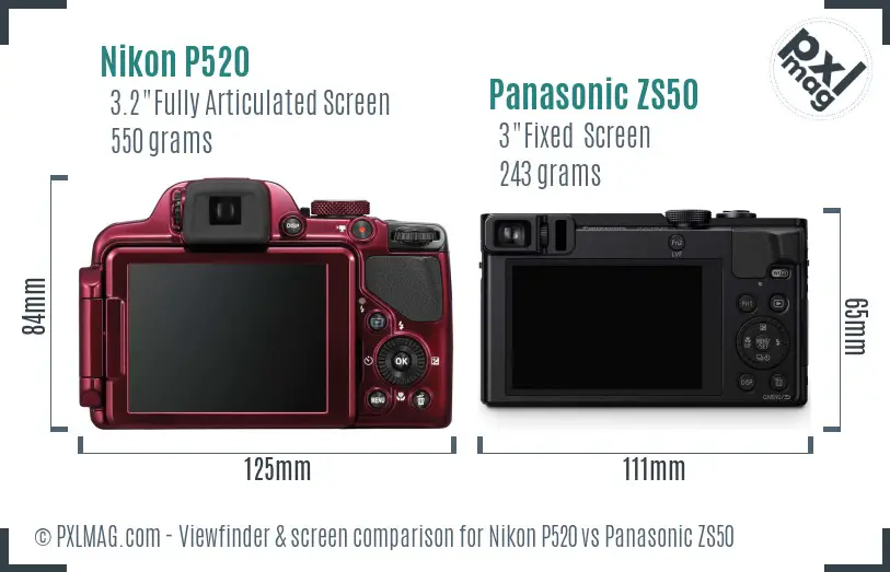 Nikon P520 vs Panasonic ZS50 Screen and Viewfinder comparison Nikon P520 vs Panasonic ZS50 Screen and Viewfinder comparison