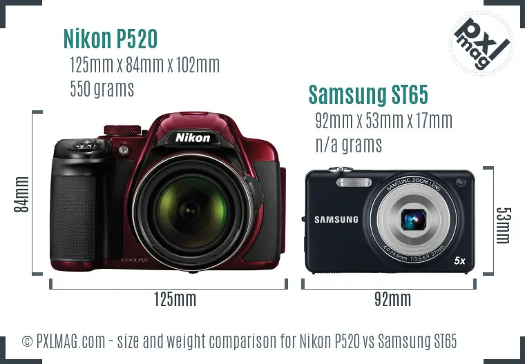 Nikon P520 vs Samsung ST65 size comparison