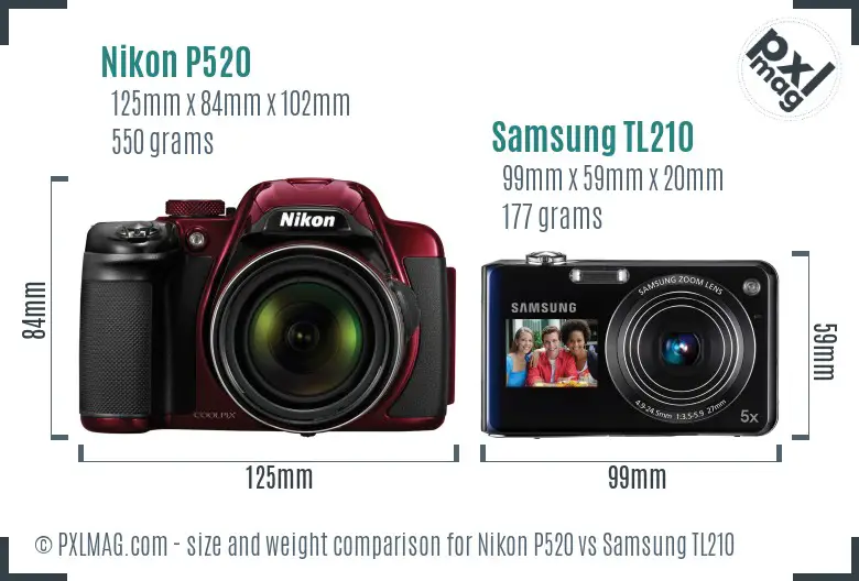 Nikon P520 vs Samsung TL210 size comparison Nikon P520 vs Samsung TL210 size comparison