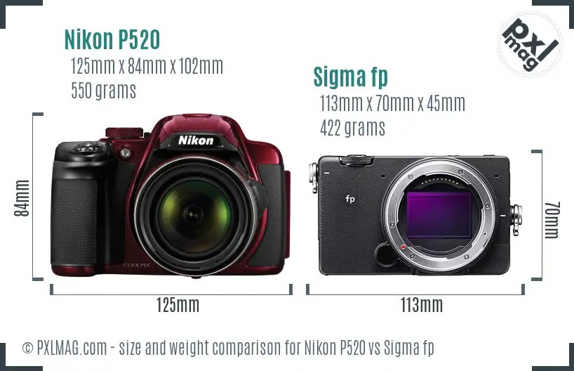 Nikon P520 vs Sigma fp size comparison Nikon P520 vs Sigma fp size comparison