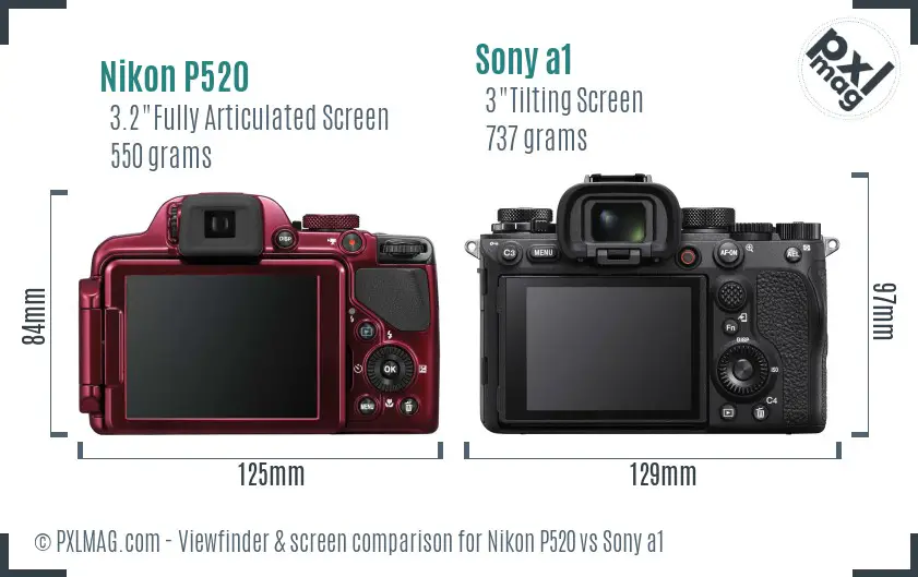 Nikon P520 vs Sony a1 Screen and Viewfinder comparison Nikon P520 vs Sony a1 Screen and Viewfinder comparison