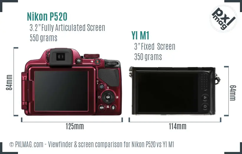 Nikon P520 vs YI M1 Screen and Viewfinder comparison Nikon P520 vs YI M1 Screen and Viewfinder comparison
